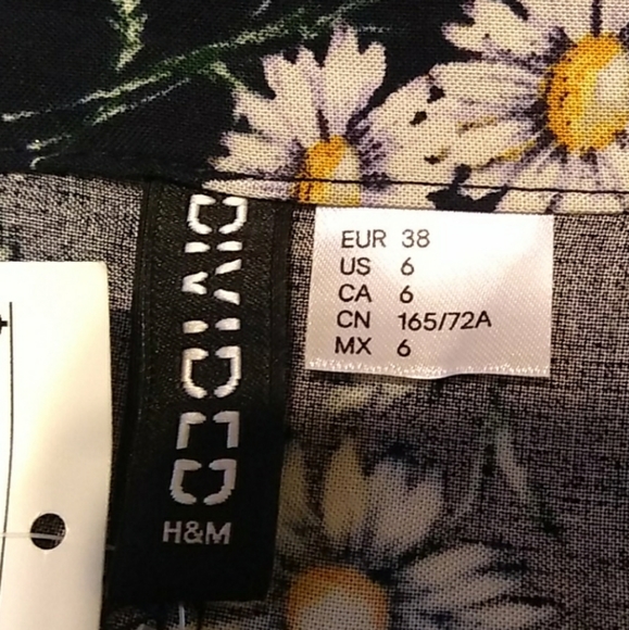 NWT H&M Divided ButtonDown Daisy FloralPrint Skirt - Picture 5 of 12